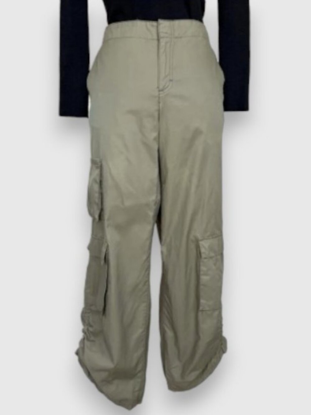 Tommy Hilfiger ruched parachute cargo pants olive green women's size 4